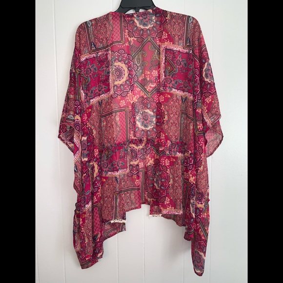 Jolt Kimono & Living Doll Split Pants Wine Size 3X - Picture 2 of 16